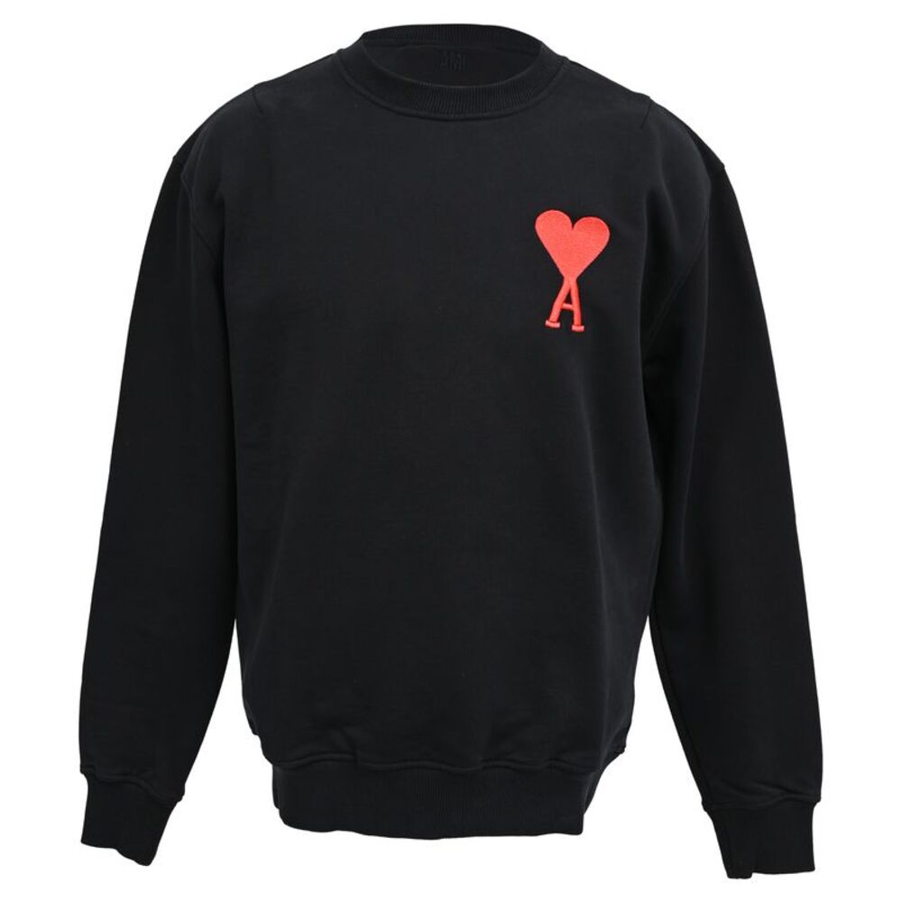 Ami Crewneck Logo Sweatshirt in Black Cotton